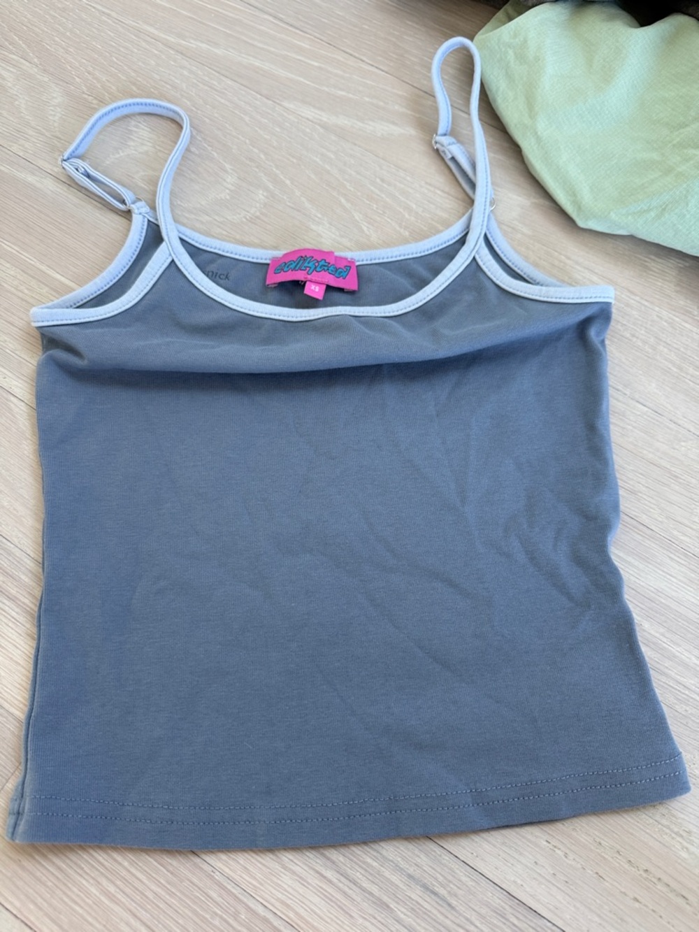 Edikted Gray Slim Spaghetti-Strap Camisole with Light Trim